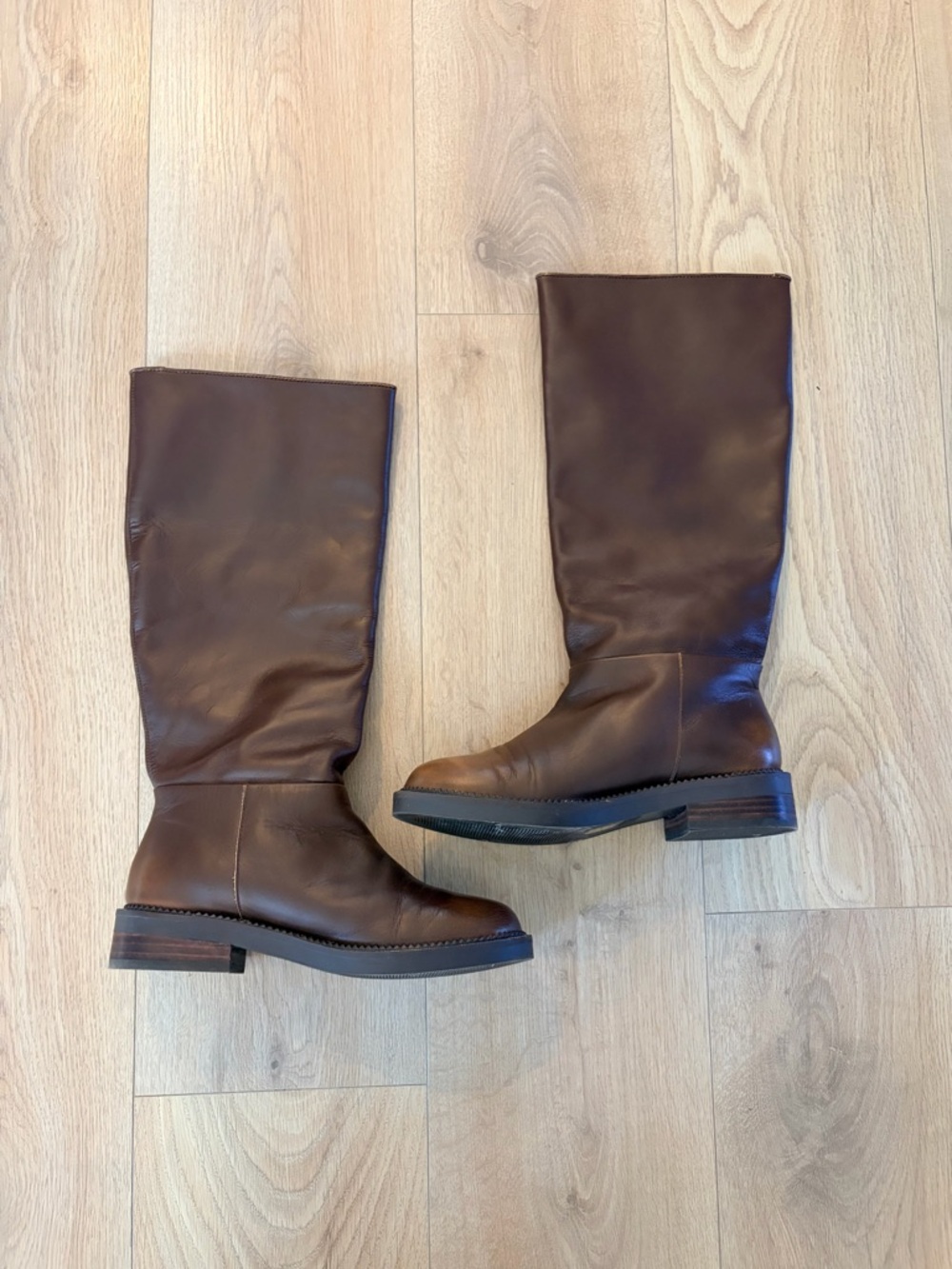 Anthropologie Silent D Classic Tall Brown Leather Riding Boots